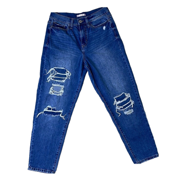 So Juniors/Women High Rise Distressed Curvy Mom 7/28W - Picture 1 of 7